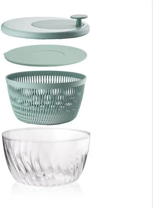 Guzzini - Kitchen Active Design, SPIN&STORE Salatschlüder mit Deckel - Olivgrün, Ø26 x h19 cm | 400