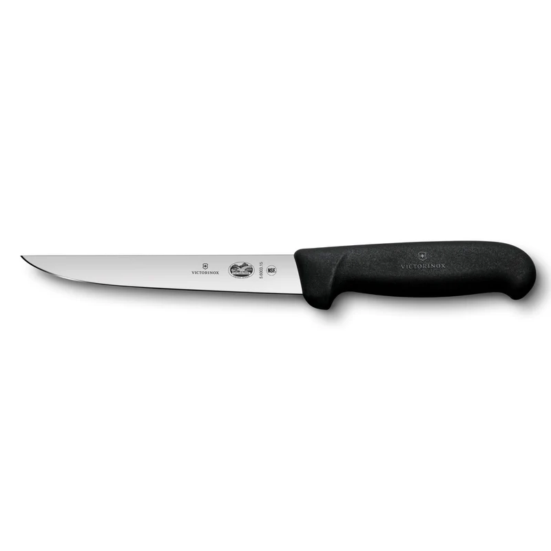 Victorinox Fibrox Ausbeinmesser, Scharfes Küchenmesser für Fleisch und Geflügel, 15 cm, Gerade Kling