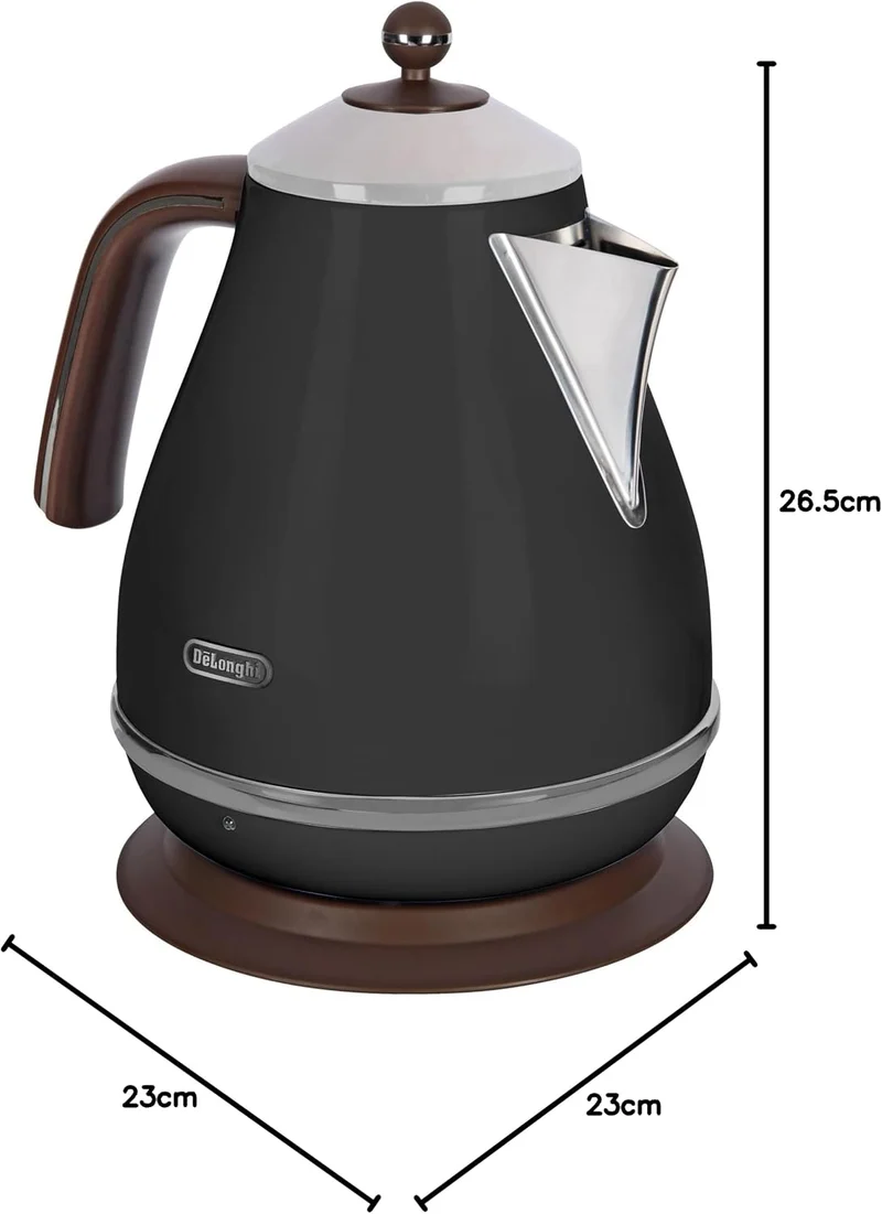 De'Longhi Wasserkocher Icona Vintage KBOV2001.BK - 1,7 l mit Wasserstandsanzeige und 360° Basis, Ede