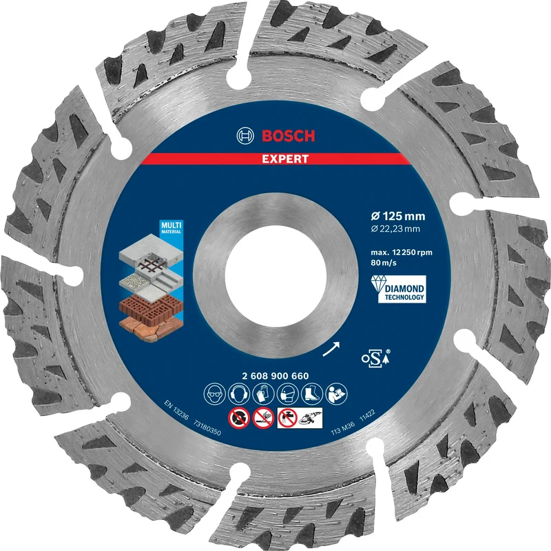 Bosch Professional 1x Expert MultiMaterial Diamanttrennscheiben (für Beton, Ø 125 mm, Zubehör Kleine