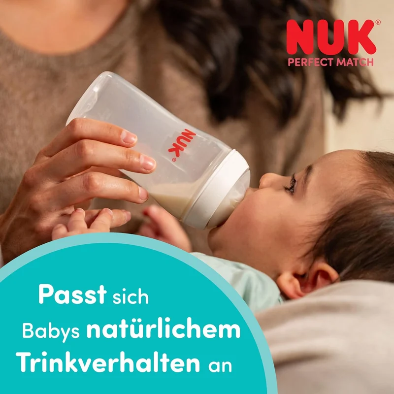 NUK Perfect Match Babyflaschen & Schnuller Geschenkset für Neugeborene | 0–6 Monate | 3 x Anti-Kolik