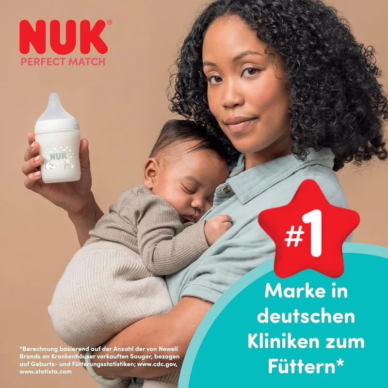 NUK Perfect Match Babyflaschen & Schnuller Geschenkset für Neugeborene | 0–6 Monate | 3 x Anti-Kolik
