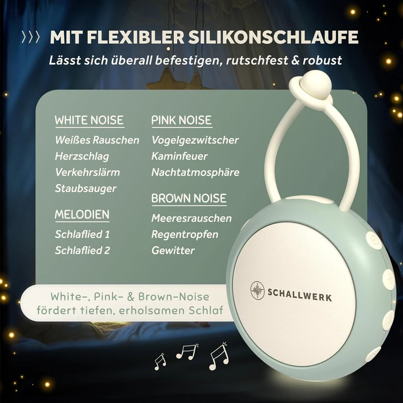 Schallwerk® White Noise Machine Baby – Einschlafhilfe für Babys & Erwachsene mit weissem Rauschen, N