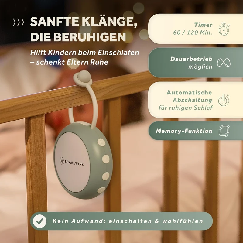 Schallwerk® White Noise Machine Baby – Einschlafhilfe für Babys & Erwachsene mit weissem Rauschen, N