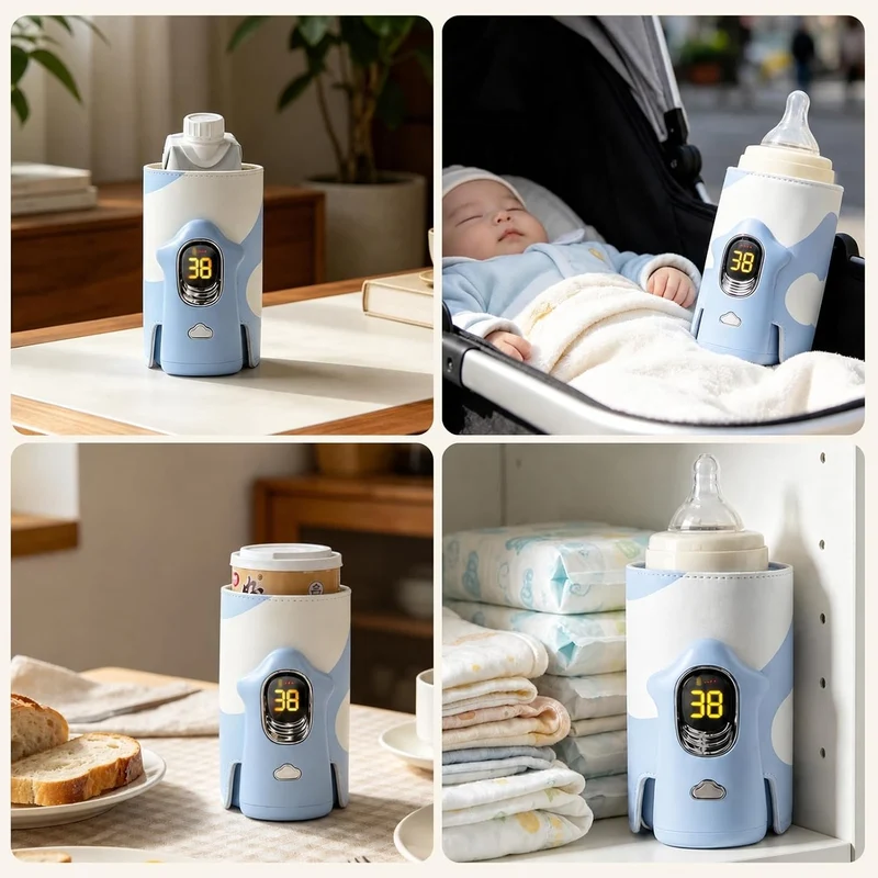 Flaschenwärmer Baby Unterwegs Babyflaschen Wärmer, 8000mAh Akku LED-Display