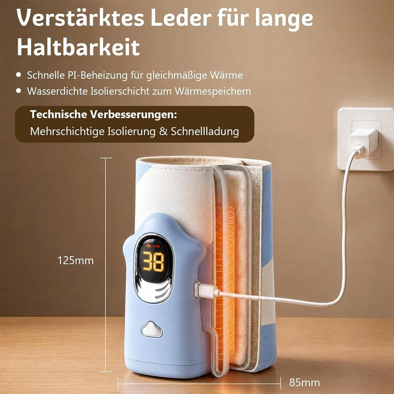 Flaschenwärmer Baby Unterwegs Babyflaschen Wärmer, 8000mAh Akku LED-Display