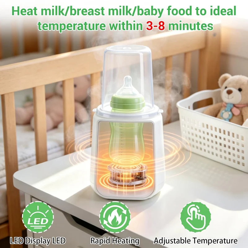 Flaschenwärmer Baby, Bottle Warmer für für Glas/PPSU/Silikon Flaschen mit Timer, Muttermilch Erwärme