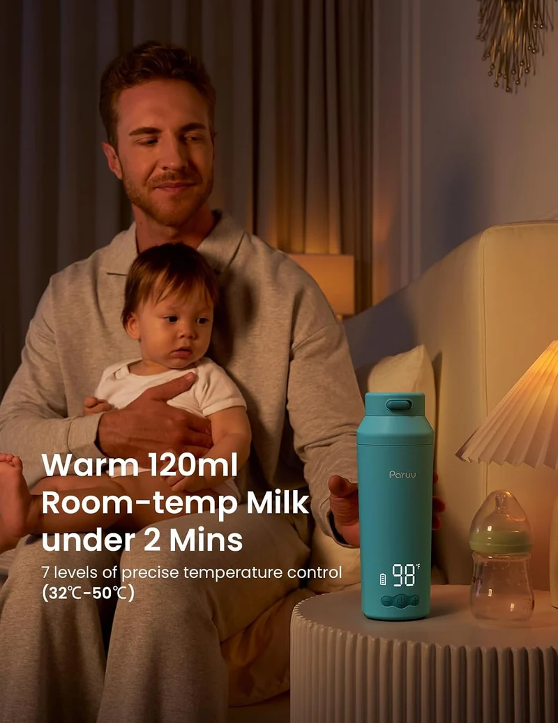 Paruu Tragbarer Flaschenwärmer Baby für Unterwegs, Blau