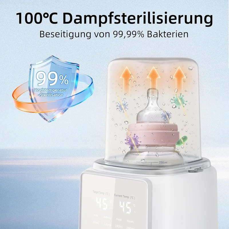 Babyflaschenwärmer 8-in-1 mit Temp-Anzeige, Nachtlicht & 24h Warmhaltung Winterweiss, Winterweiss