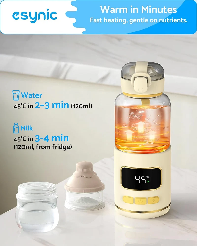 eSynic Portable Flaschenwärmer Babyflaschenwärmer Tragbarer Milk Warmer für Unterwegs 2-3 Min Schnel