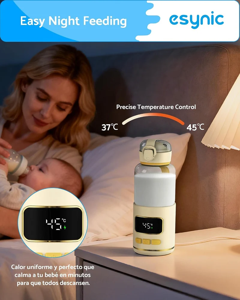 eSynic Portable Flaschenwärmer Babyflaschenwärmer Tragbarer Milk Warmer für Unterwegs 2-3 Min Schnel