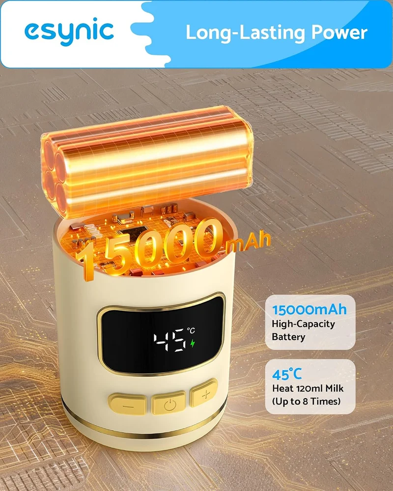 eSynic Portable Flaschenwärmer Babyflaschenwärmer Tragbarer Milk Warmer für Unterwegs 2-3 Min Schnel