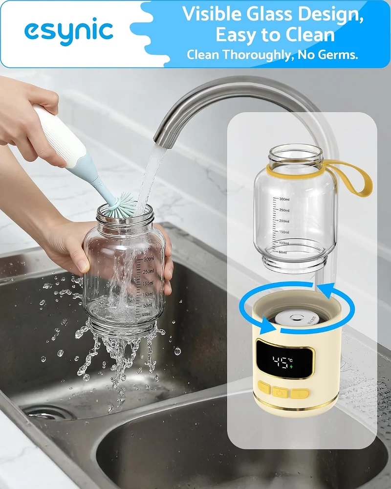 eSynic Portable Flaschenwärmer Babyflaschenwärmer Tragbarer Milk Warmer für Unterwegs 2-3 Min Schnel