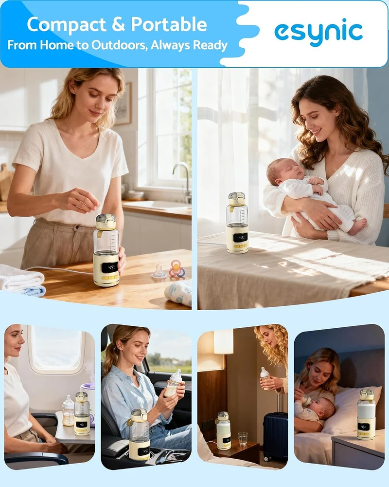 eSynic Portable Flaschenwärmer Babyflaschenwärmer Tragbarer Milk Warmer für Unterwegs 2-3 Min Schnel