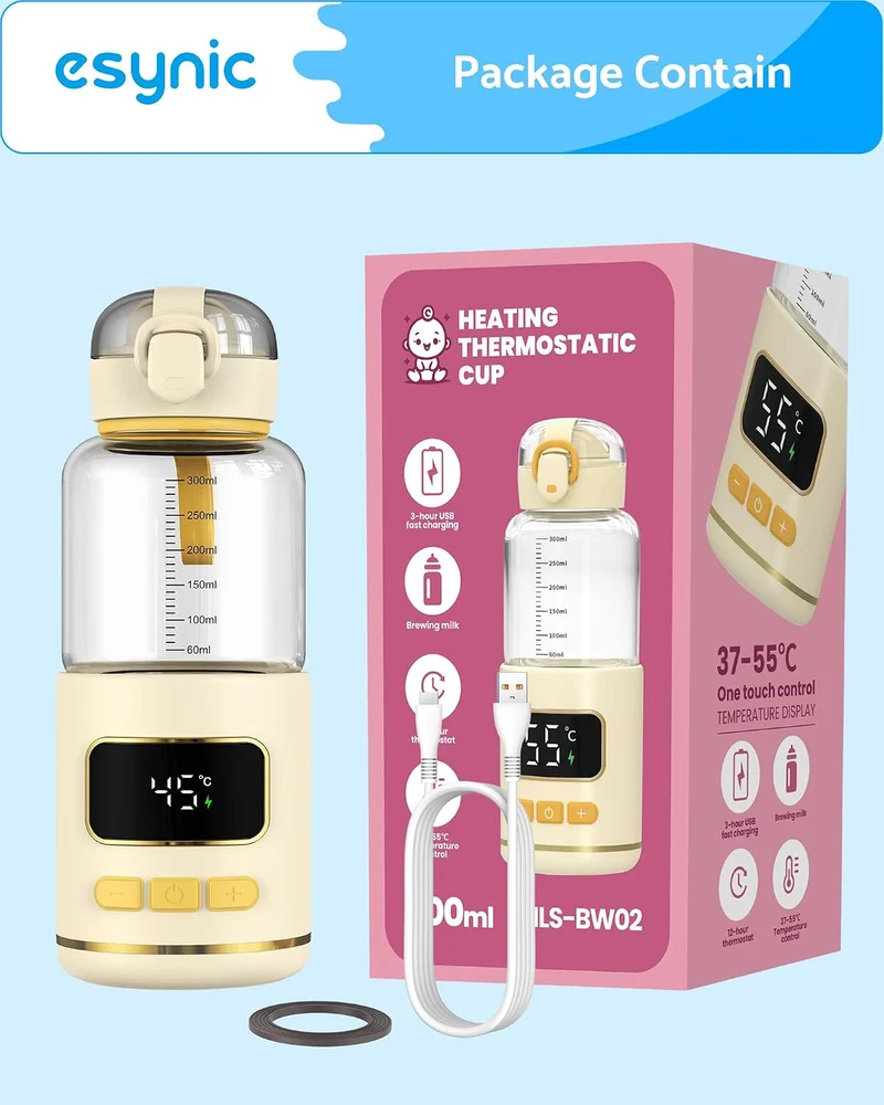 eSynic Portable Flaschenwärmer Babyflaschenwärmer Tragbarer Milk Warmer für Unterwegs 2-3 Min Schnel