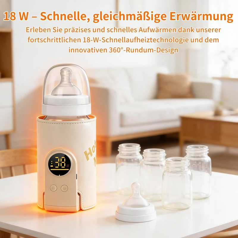 Flaschenwärmer Baby unterwegs mit 6 Temperaturstufen (38-50°C)