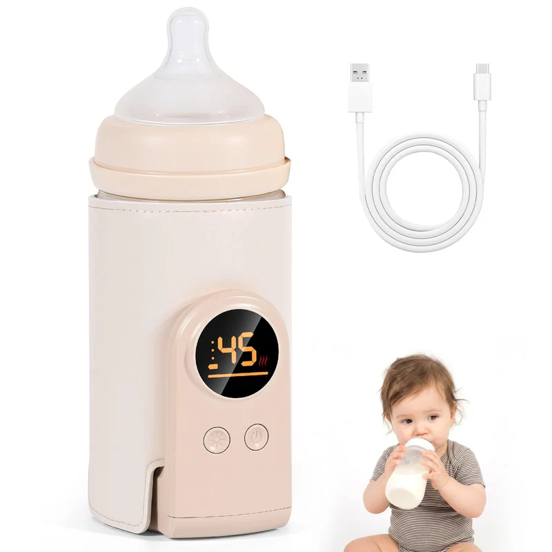 Flaschenwärmer Baby Unterwegs, Tragbarer Flaschenwärmer Akku mit LCD-Display,USB-Aufladung, 6 Einste