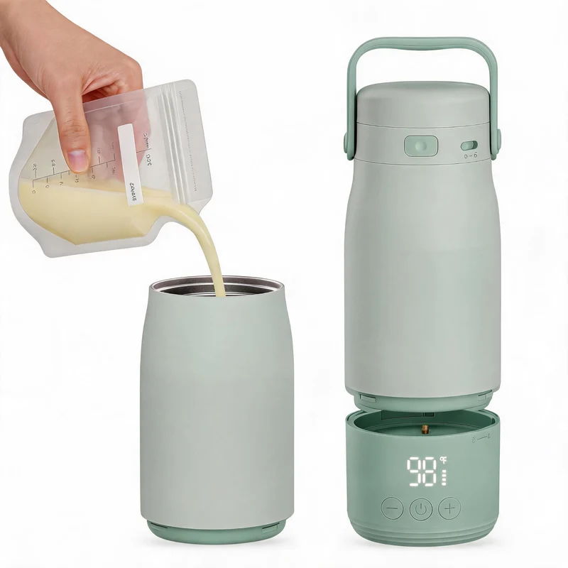 Babyflaschenwärmer 500 ml – kabellos 316 Edelstahl, Schnellladung Grün, Grün