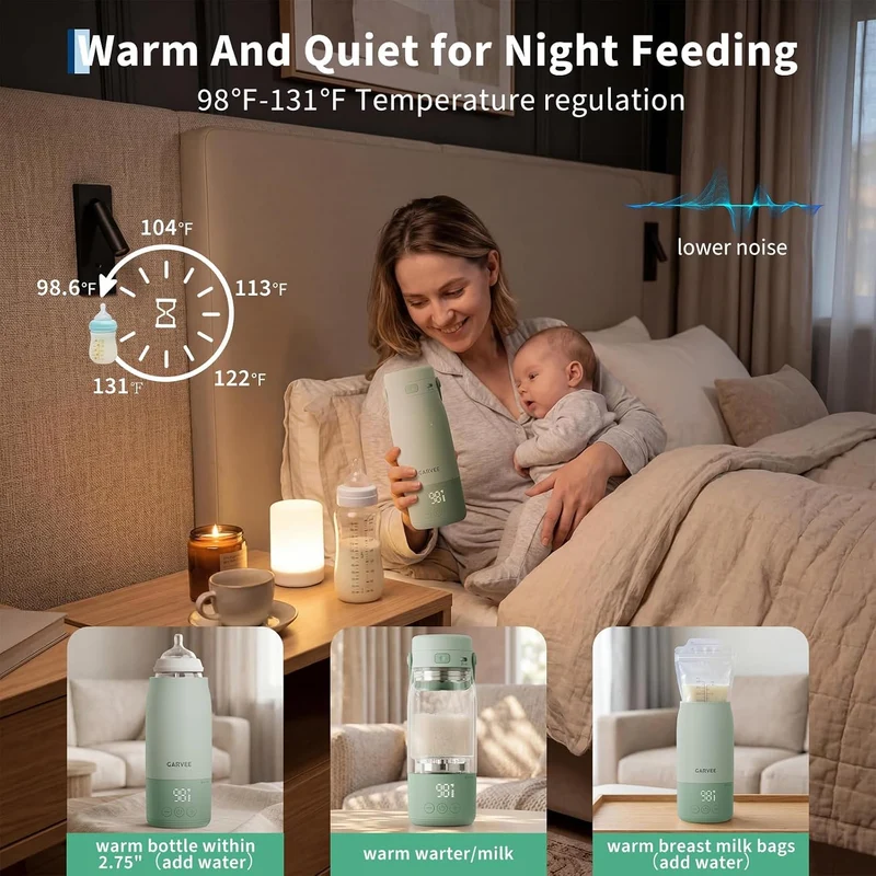 Babyflaschenwärmer 500 ml – kabellos 316 Edelstahl, Schnellladung Grün, Grün
