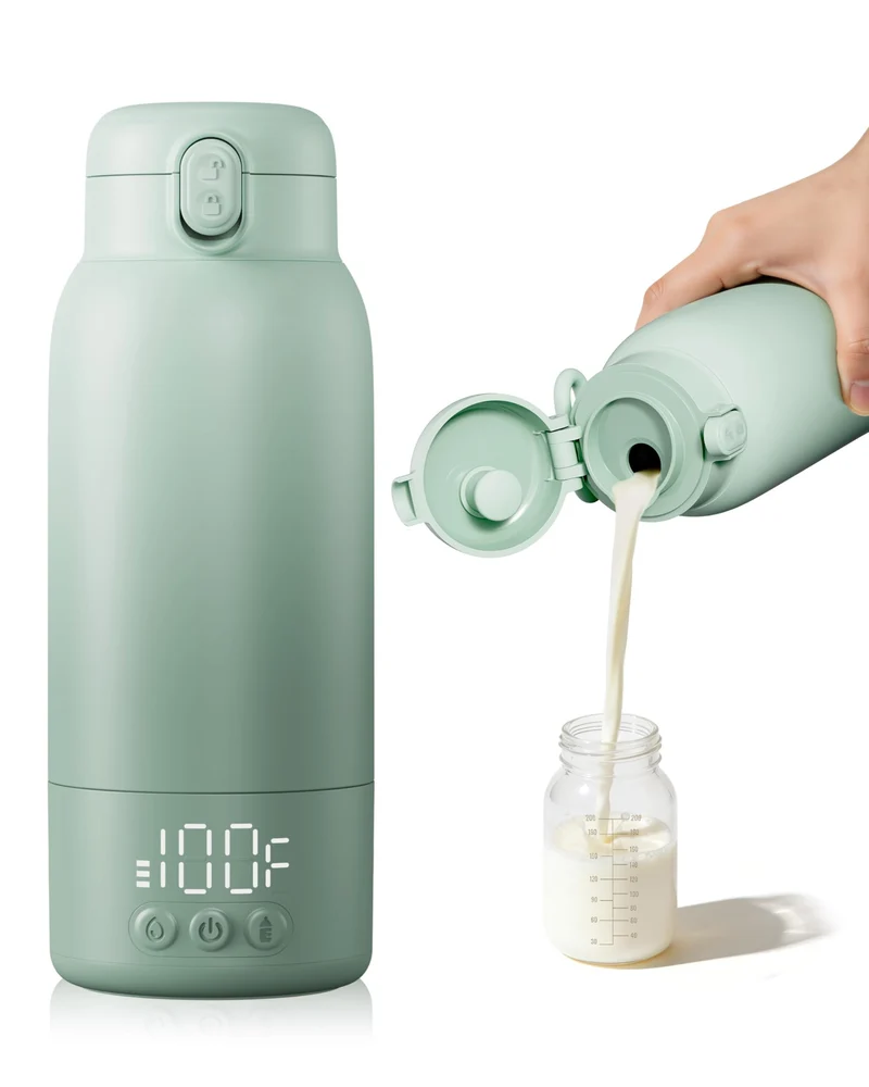 Tragbarer Flaschenwärmer Baby, 100W Schnellaufheizung | Kabellos, für unterwegs & Reisen, 500 ml Kap