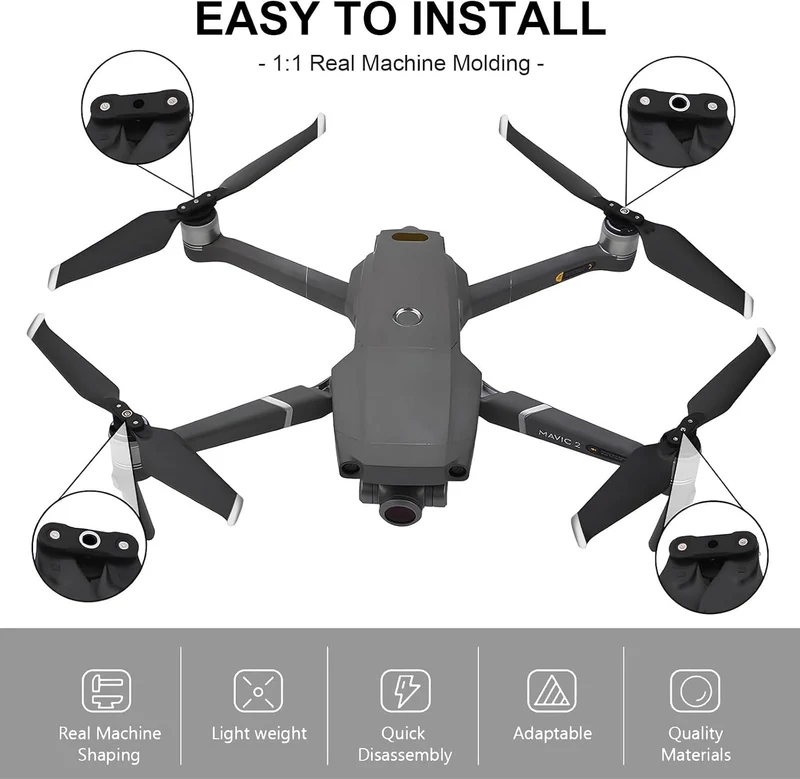 Bocguy 8 Pcs Drohne Mavic 2 Propeller, 8743 Propeller für Mavic 2/2 Pro / 2 Zoom Drohnenersatz mit P