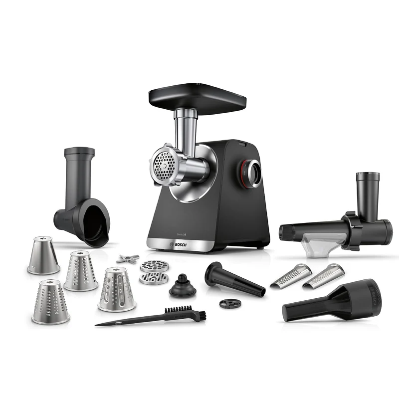 Bosch MultiPower Serie 6 Fleischwolf MFWS660B, 3 Lochscheiben (3, 4,5 und 8 mm), Edelstahl, spülmasc