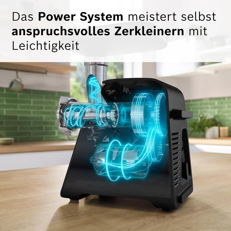 Bosch MultiPower Serie 6 Fleischwolf MFWS660B, 3 Lochscheiben (3, 4,5 und 8 mm), Edelstahl, spülmasc