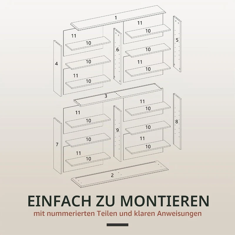 HOMCOM 720 CD/396 DVD-Schrank, 12 verstellbare Regale, Naturholz Naturholz 106,5 x 24 x 126,3 cm, Na