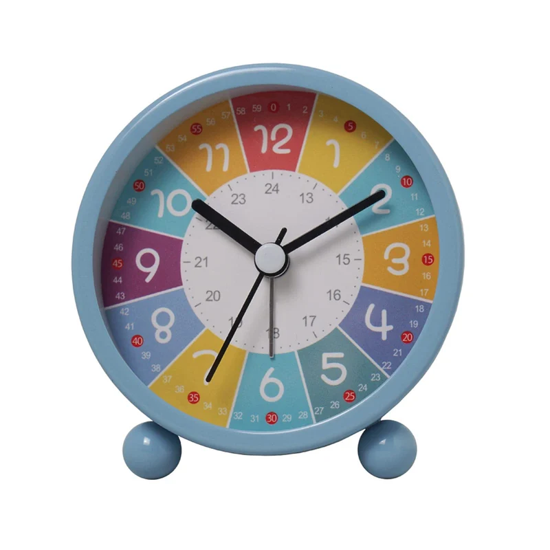 Analog Wecker Kinder, Ohne Ticken Wecker Lernwecker mit Nachtlicht, Snooze Analog Wecker, Lernuhr Ki