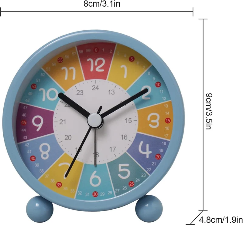 Analog Wecker Kinder, Ohne Ticken Wecker Lernwecker mit Nachtlicht, Snooze Analog Wecker, Lernuhr Ki