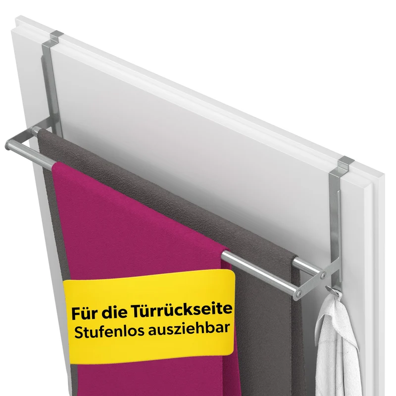 MDCASA Premium Handtuchstange Rückseite I Handtuchhalter ohne Bohren & verstellbar inkl. Kratzschutz