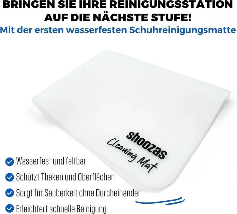 SHOOZAS - Kit zur Schuhreinigung - Schaumreiniger, Wasserdichte Matte, Bürste und Mikrofasertuch - I
