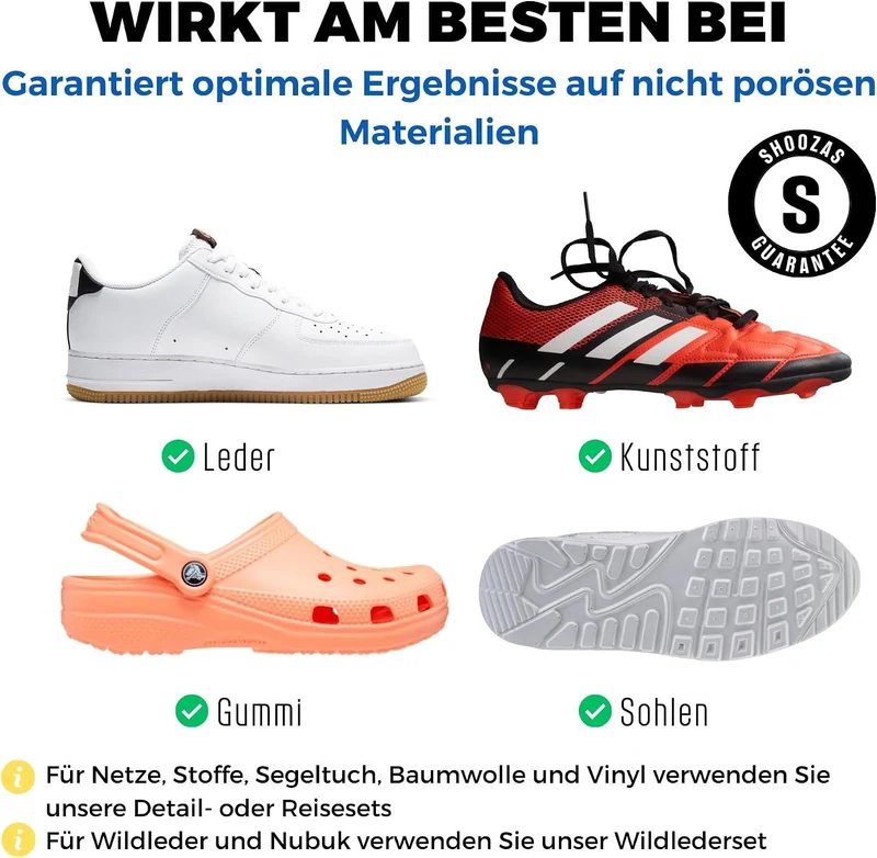 SHOOZAS - Kit zur Schuhreinigung - Schaumreiniger, Wasserdichte Matte, Bürste und Mikrofasertuch - I