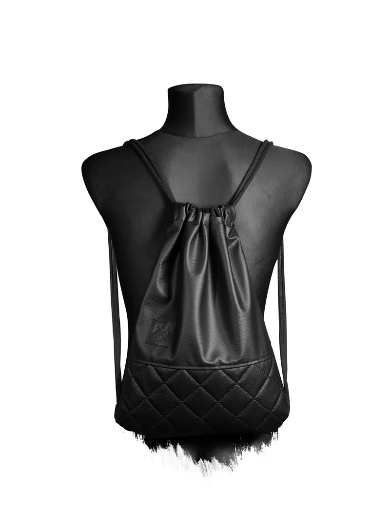 Manufaktur13 Black Out X2 Sports Bag - Kunstleder Stepp Rucksack Gym Bag Turnbeutel Sport Beutel Tas