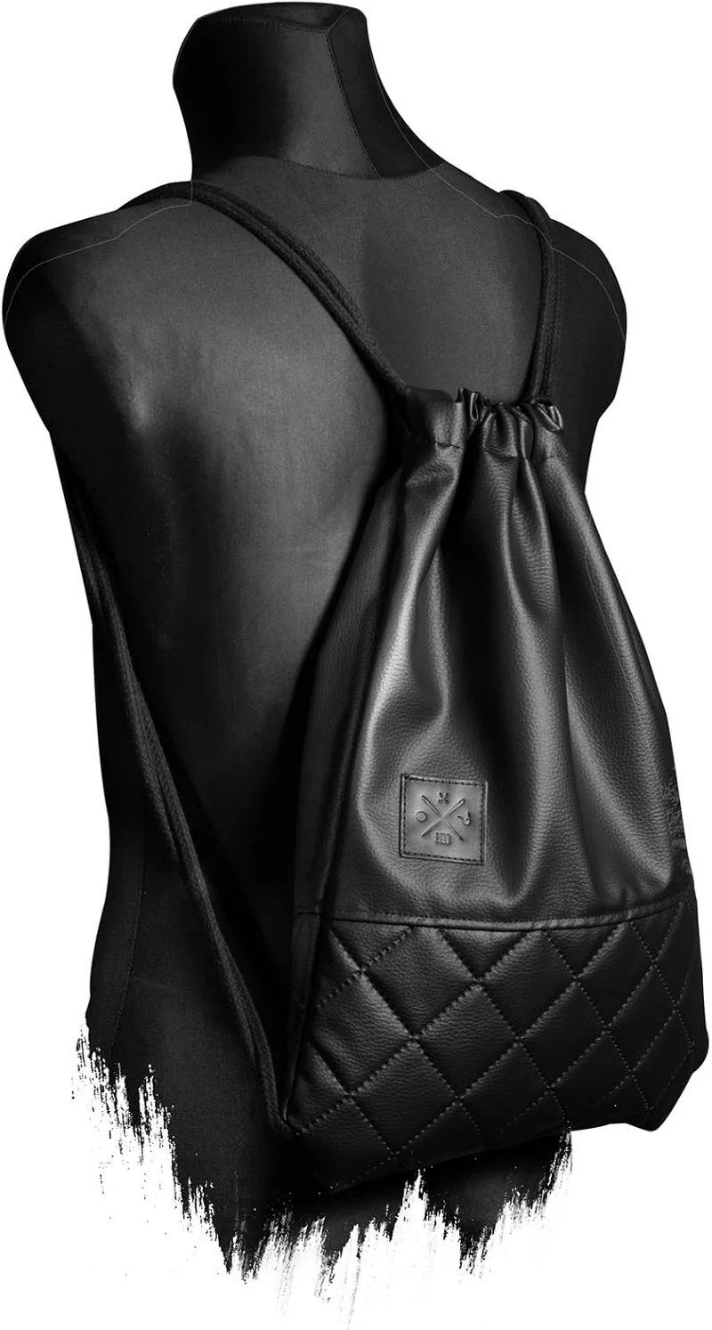 Manufaktur13 Black Out X2 Sports Bag - Kunstleder Stepp Rucksack Gym Bag Turnbeutel Sport Beutel Tas