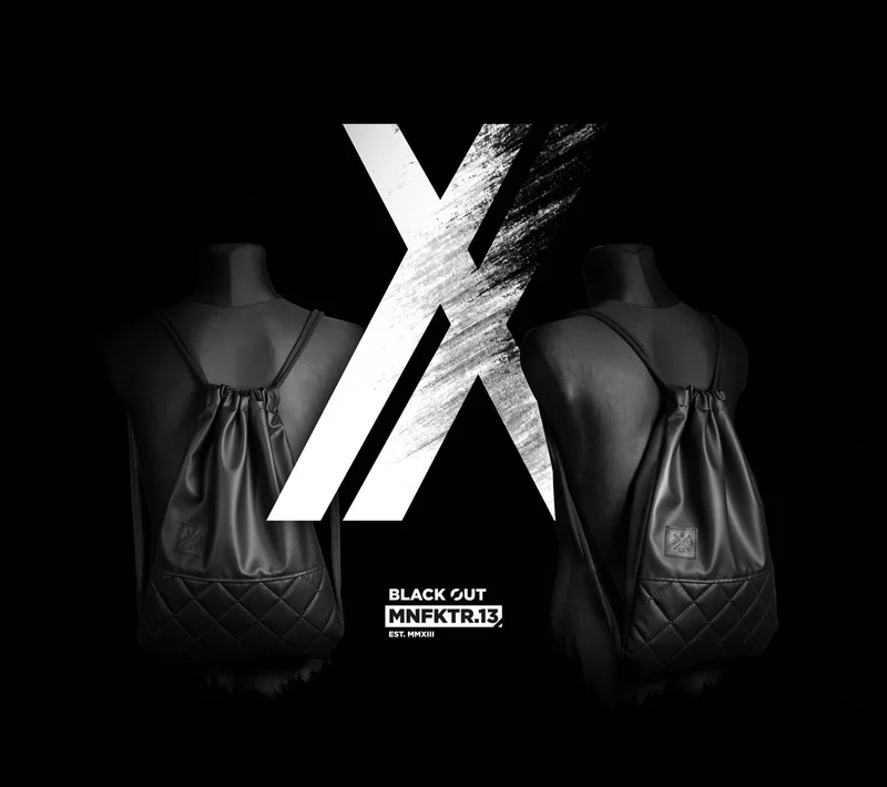 Manufaktur13 Black Out X2 Sports Bag - Kunstleder Stepp Rucksack Gym Bag Turnbeutel Sport Beutel Tas