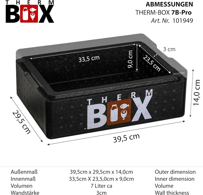 THERM BOX 7B Styroporbox mit 1 Gel-Kühlakku 7 Liter Innen 33,5x23,5x9cm