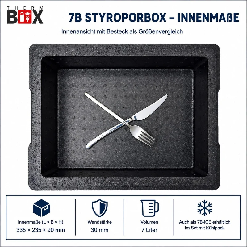 THERM BOX 7B Styroporbox mit 1 Gel-Kühlakku 7 Liter Innen 33,5x23,5x9cm