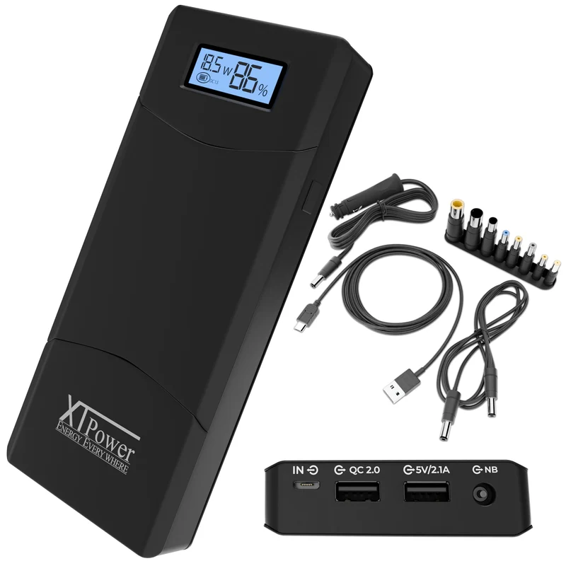 XTPower® XT-20000QC3 Powerbank moderner DC + USB QC3 Akku mit 20400mAh - 1x USB, 1x USB QC3 und DC A