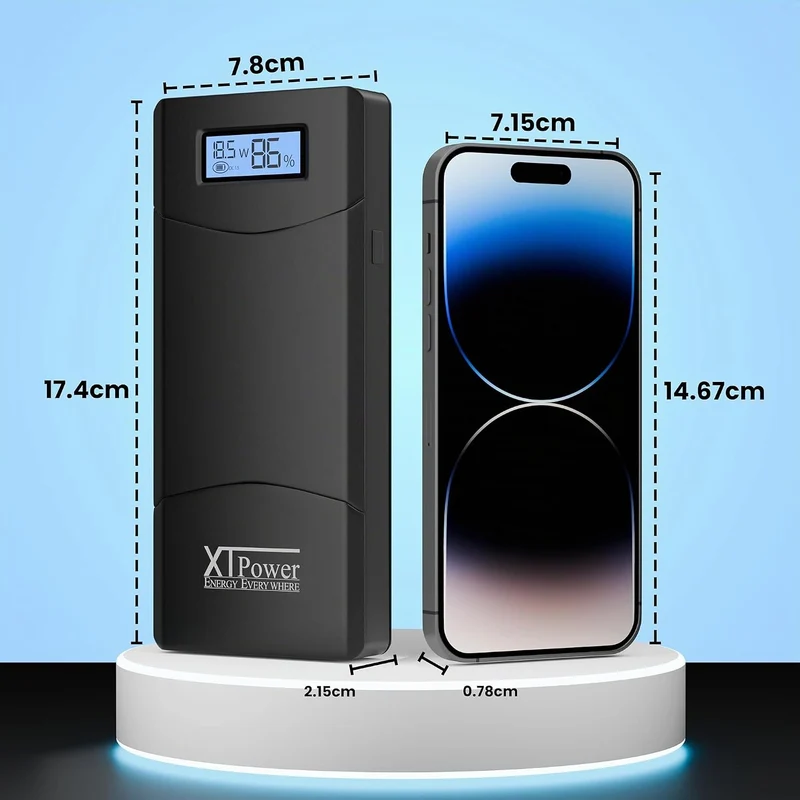 XTPower® XT-20000QC3 Powerbank moderner DC + USB QC3 Akku mit 20400mAh - 1x USB, 1x USB QC3 und DC A