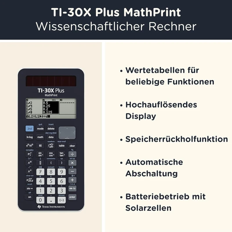 CALCUSO Sparpaket: TI-30X Plus MathPrint technisch-wissenschaftlicher Schulrechner + WYNGS Schutztas