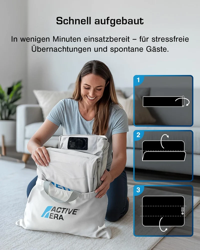 Active Era Luxus Einzel Luftbett – selbstaufblasendes, erhöhtes Einzelbett – Gästebett mit eingebaut