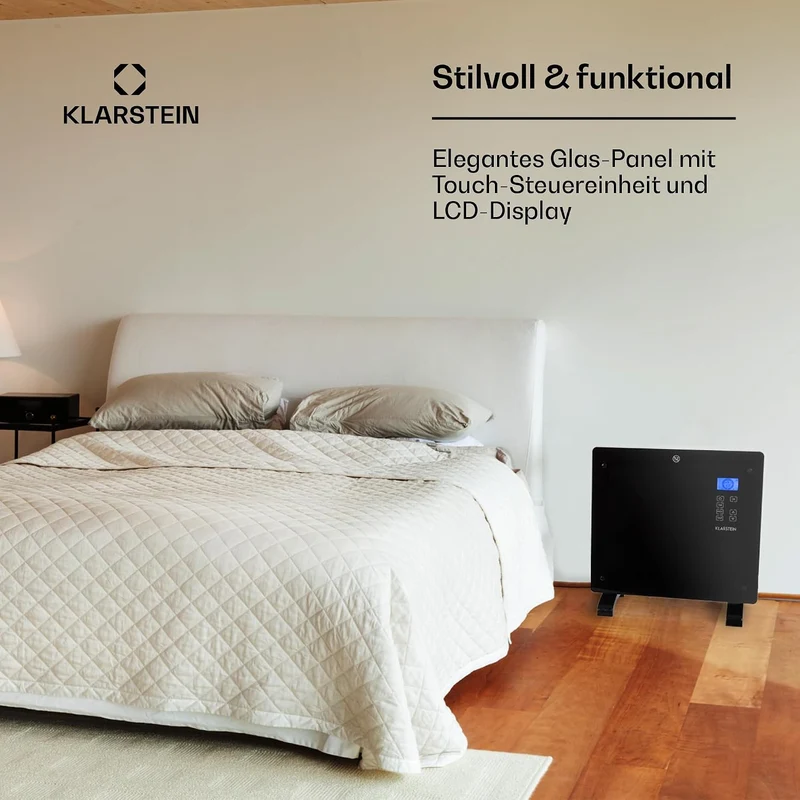 Klarstein Elektroheizung, Konvektor-Heizung mit Bodenrollen, Mobile Elektroheizung Energiesparend, S