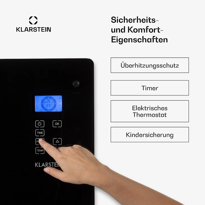 Klarstein Elektroheizung, Konvektor-Heizung mit Bodenrollen, Mobile Elektroheizung Energiesparend, S