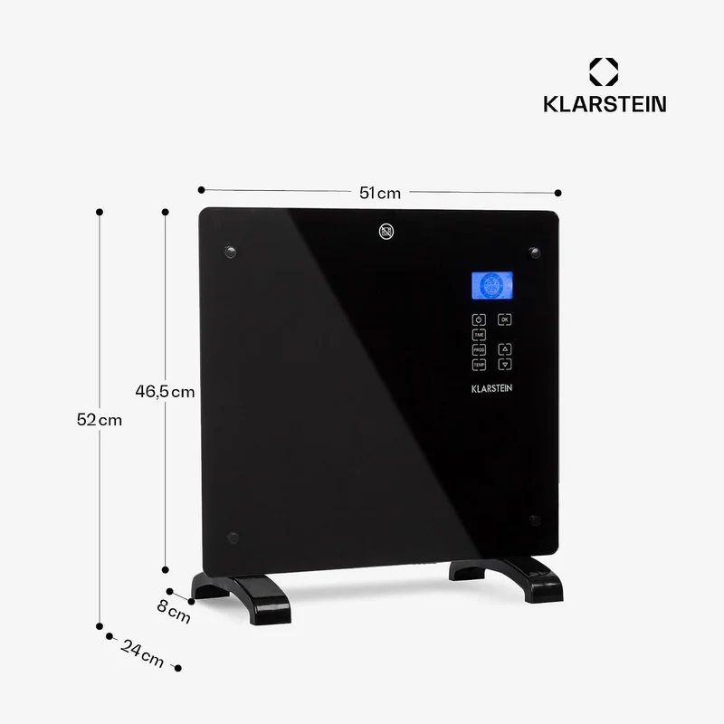 Klarstein Elektroheizung, Konvektor-Heizung mit Bodenrollen, Mobile Elektroheizung Energiesparend, S
