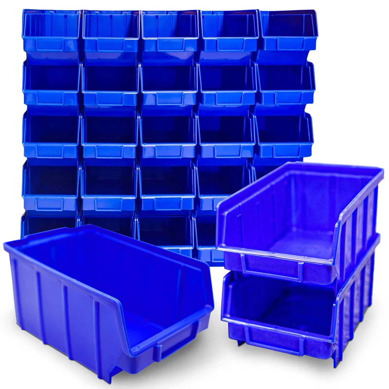 26 Stück HMH-Shop Stapelboxen Grösse 3 für Werkstatt Garage Keller Sichtlagerboxen 248x145x127mm Lag