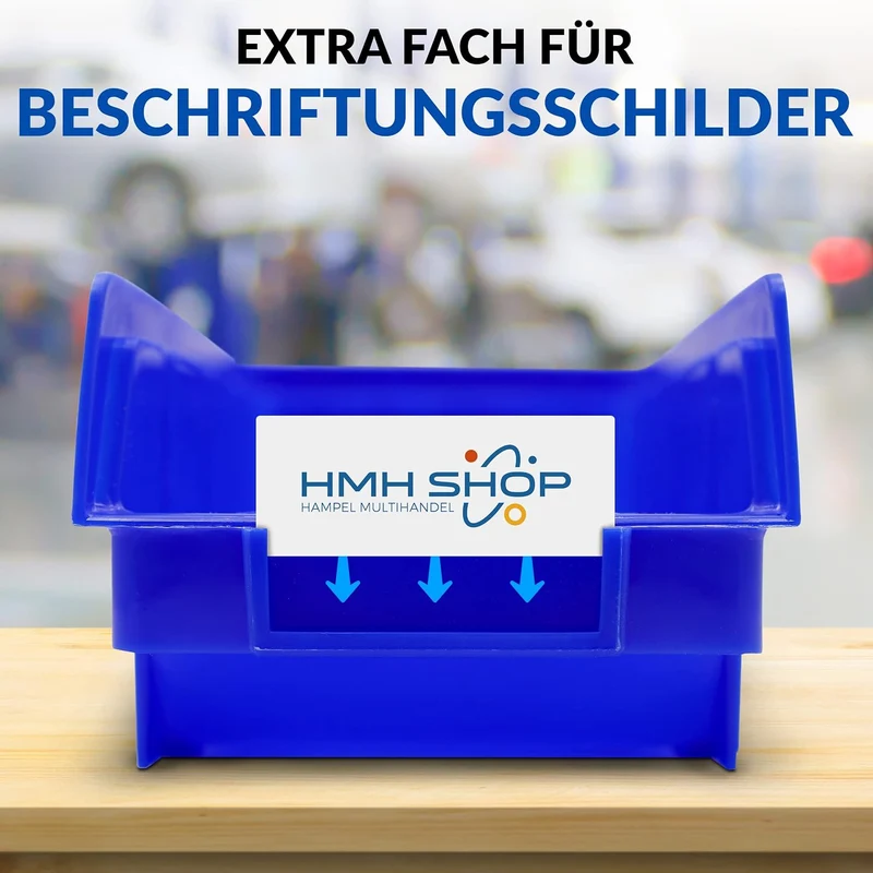 26 Stück HMH-Shop Stapelboxen Grösse 3 für Werkstatt Garage Keller Sichtlagerboxen 248x145x127mm Lag