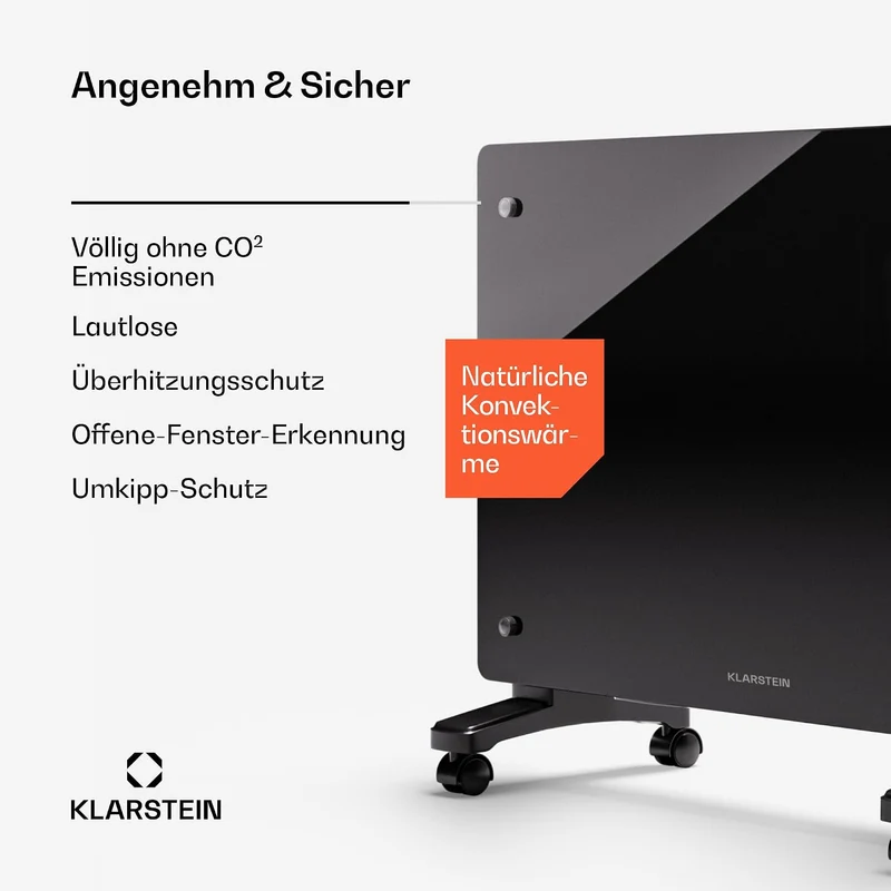 Klarstein Elektroheizung, 1500 W Konvektor Heizung Freistehend & Wandmontage, Elektroheizung Energie