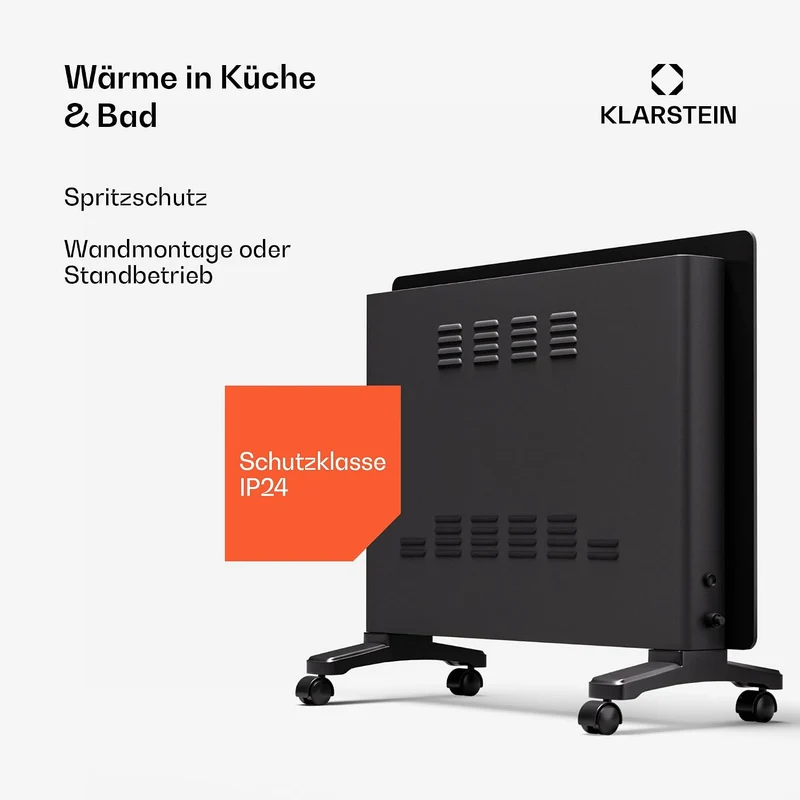 Klarstein Elektroheizung, 1500 W Konvektor Heizung Freistehend & Wandmontage, Elektroheizung Energie