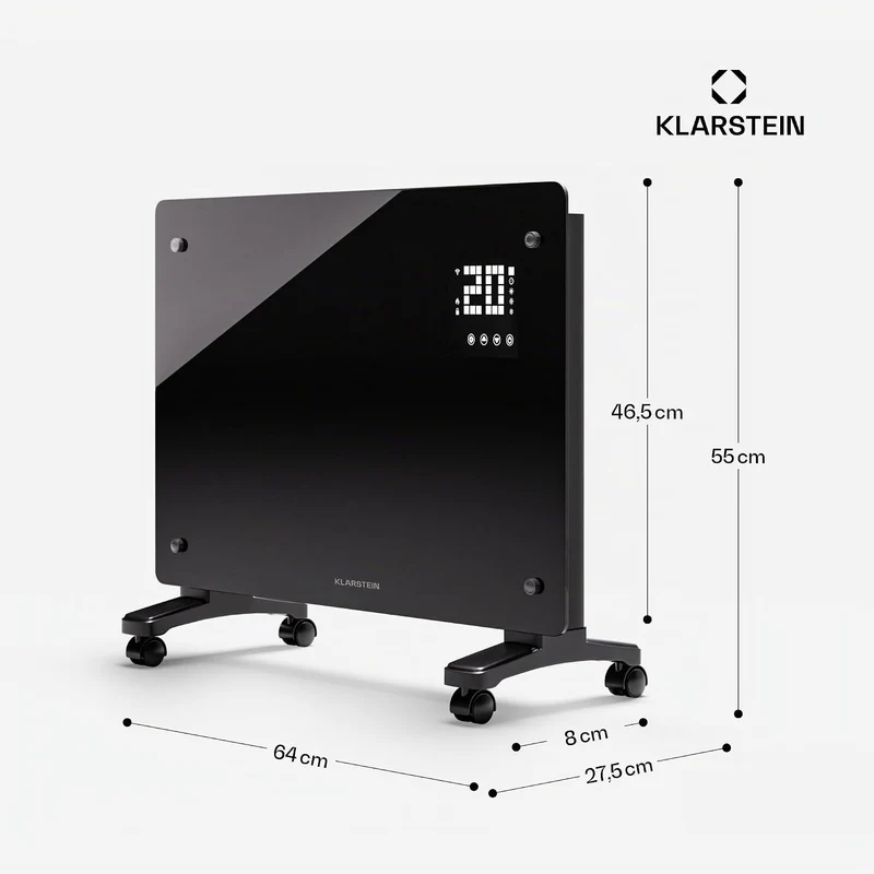 Klarstein Elektroheizung, 1500 W Konvektor Heizung Freistehend & Wandmontage, Elektroheizung Energie